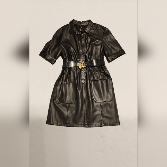 Zara Black Leather Dress - Picture 1 of 5
